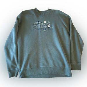 Hollister Santorini Greece Crewneck Sweatshirt - Size Large, Relaxed Fit, Blue